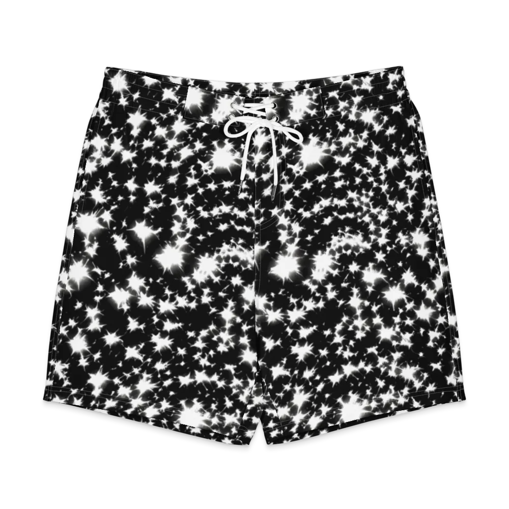 Black Starburst on Men's Board Shorts — Front