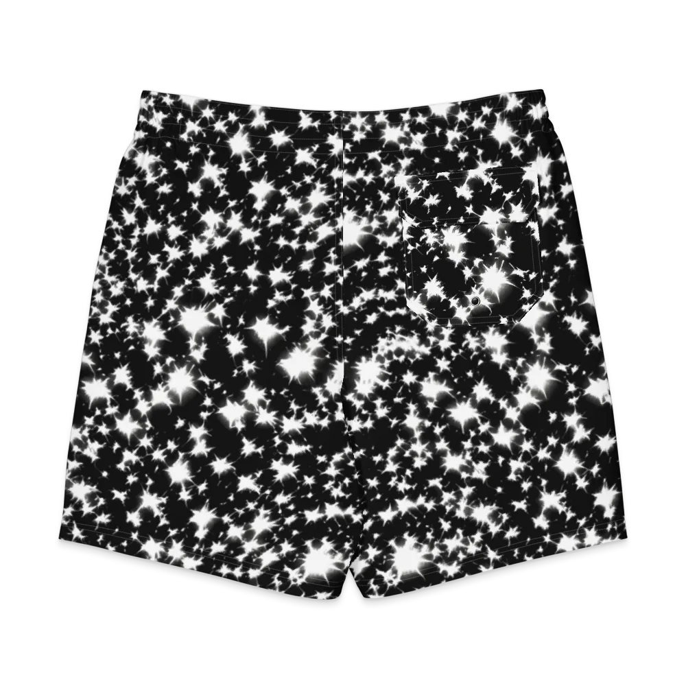 Black Starburst on Men's Board Shorts — Back