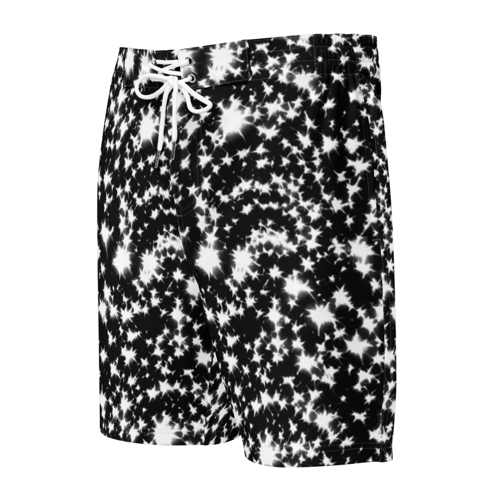 Black Starburst on Men's Board Shorts — Front