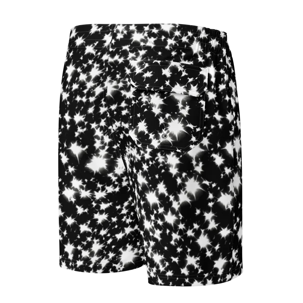 Black Starburst on Men's Board Shorts — Back