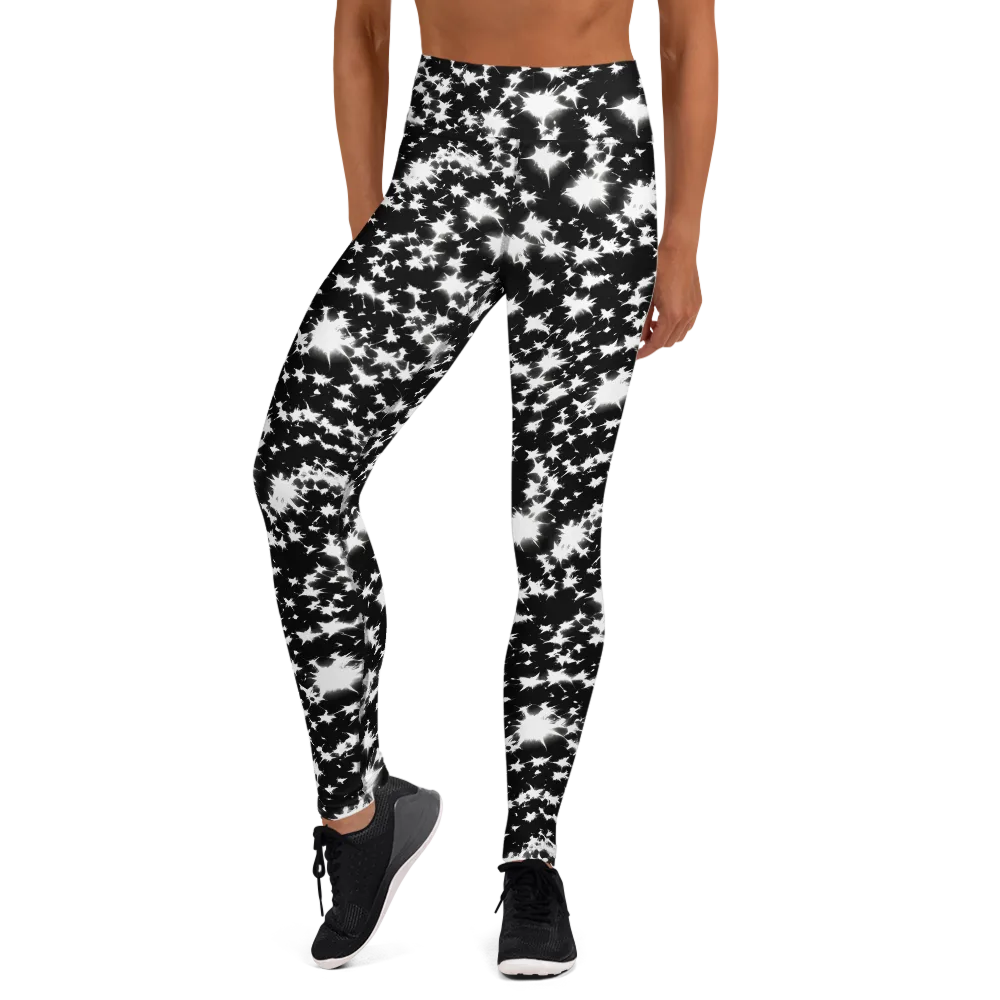 Black Starburst on Yoga Leggings — Front