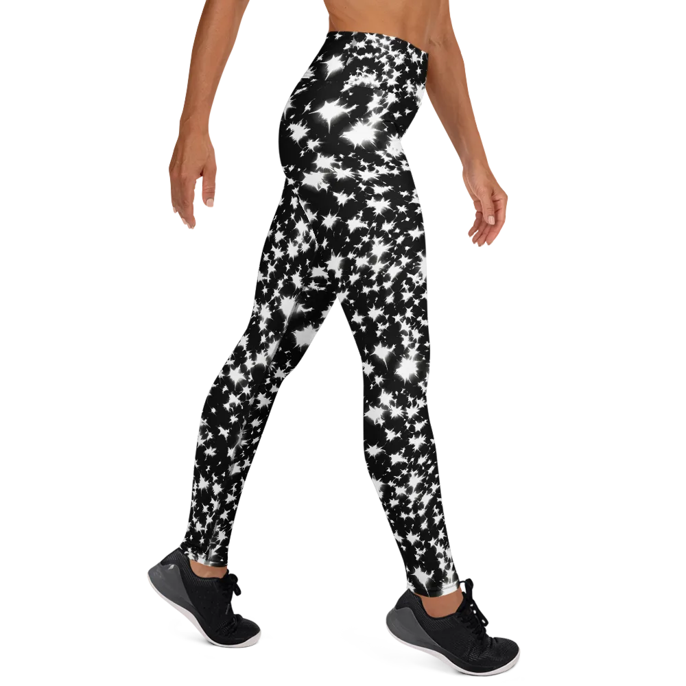 Black Starburst on Yoga Leggings — Right