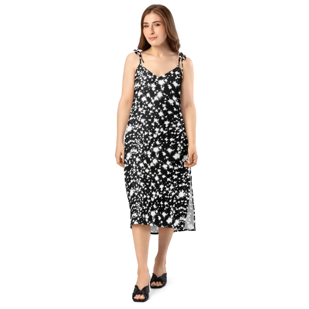 Black Starburst on Slip Dress — Front