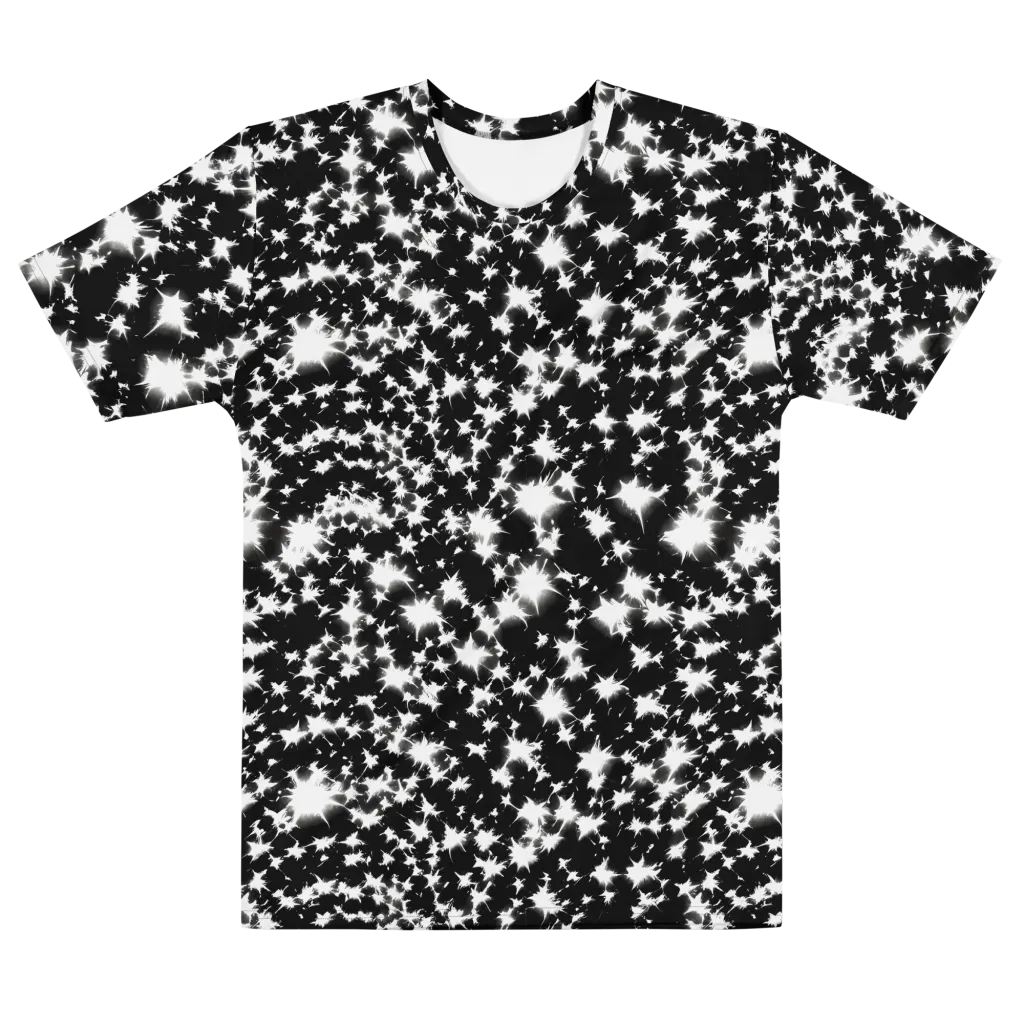 Black Starburst on Men's Cotton Crew Neck T-Shirt — Front