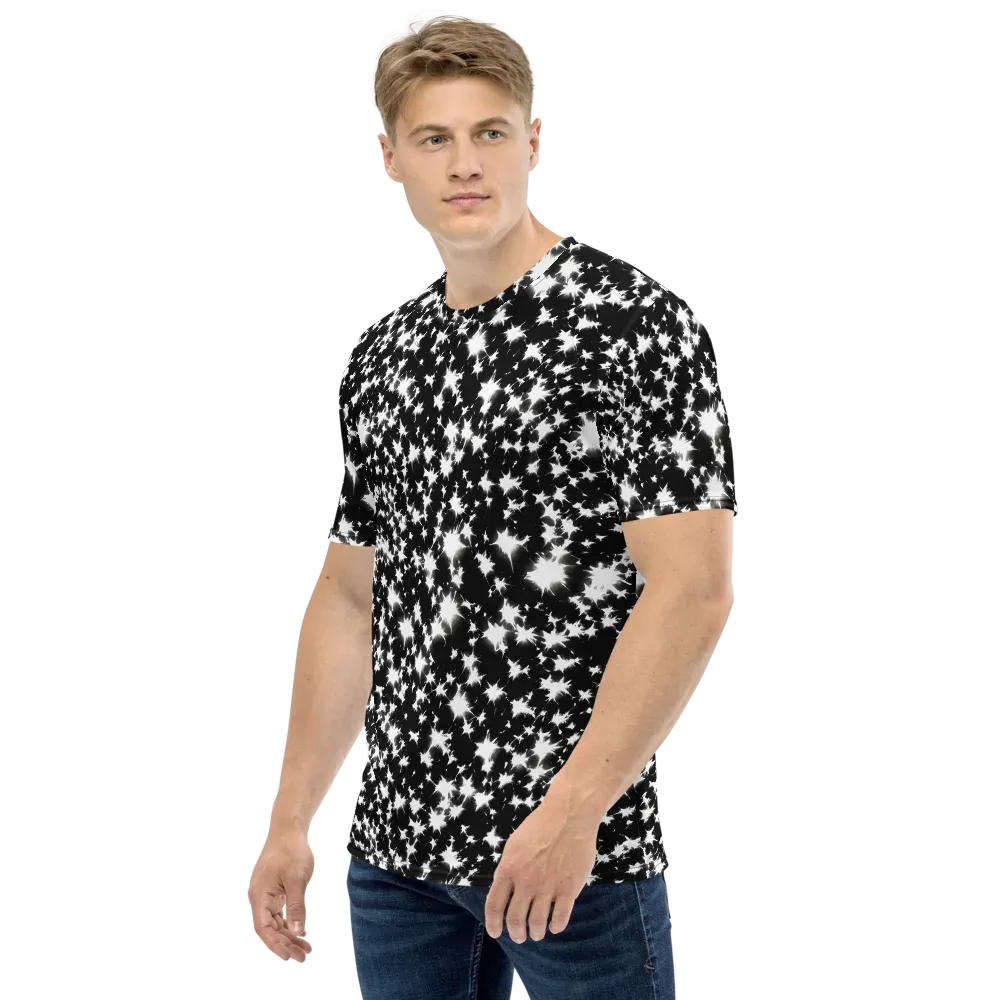 Black Starburst on Men's Crew Neck T-Shirt — Left