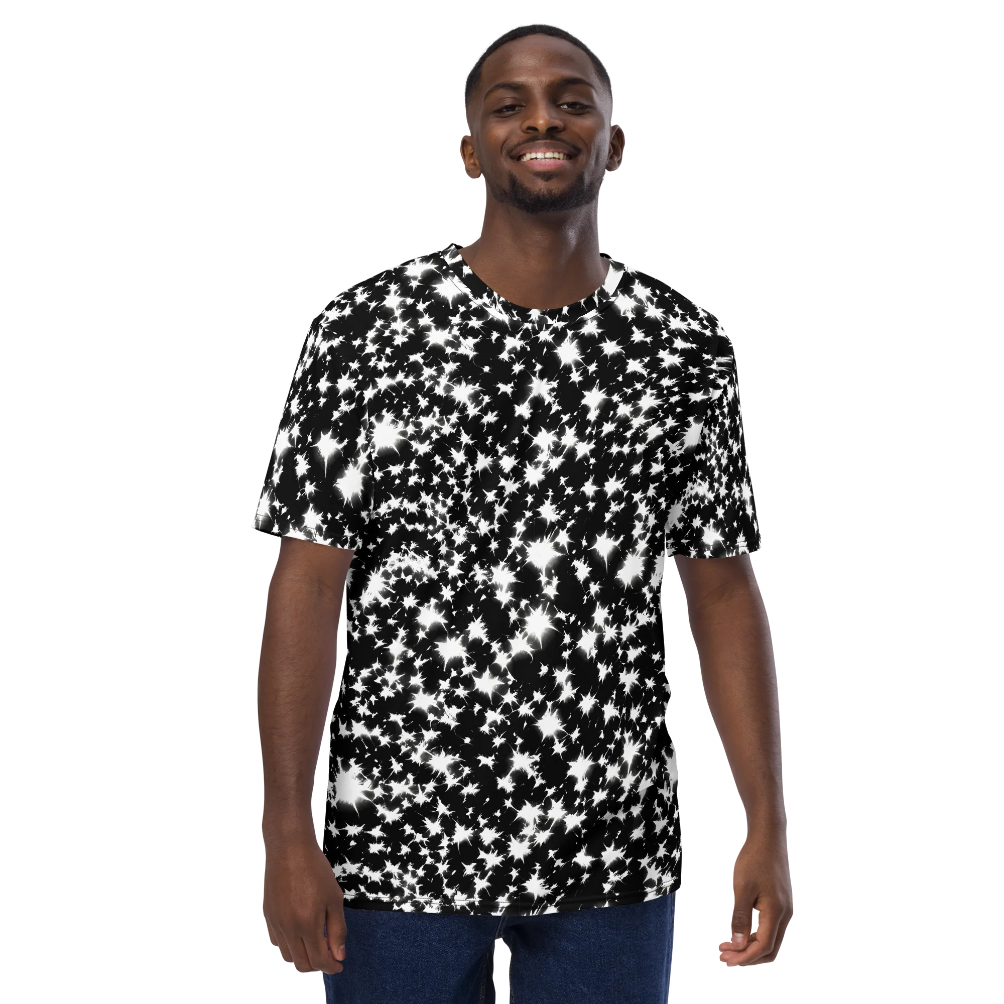 Black Starburst on Men's Crew Neck T-Shirt — Front