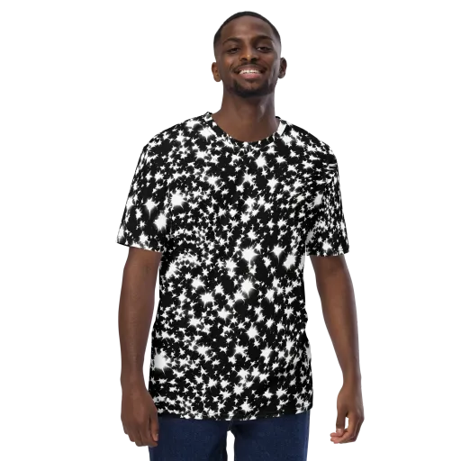 Black Starburst on a Men's Crew Neck T-Shirt