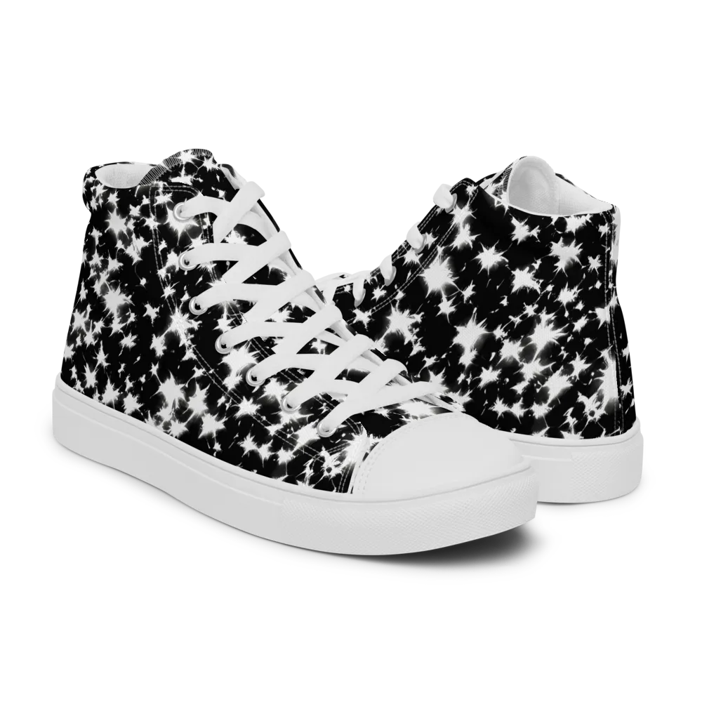 Black Starburst on Men's High Top Canvas Shoes — Right