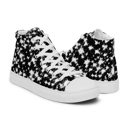 Black Starburst on a Men's High Top Canvas Shoes