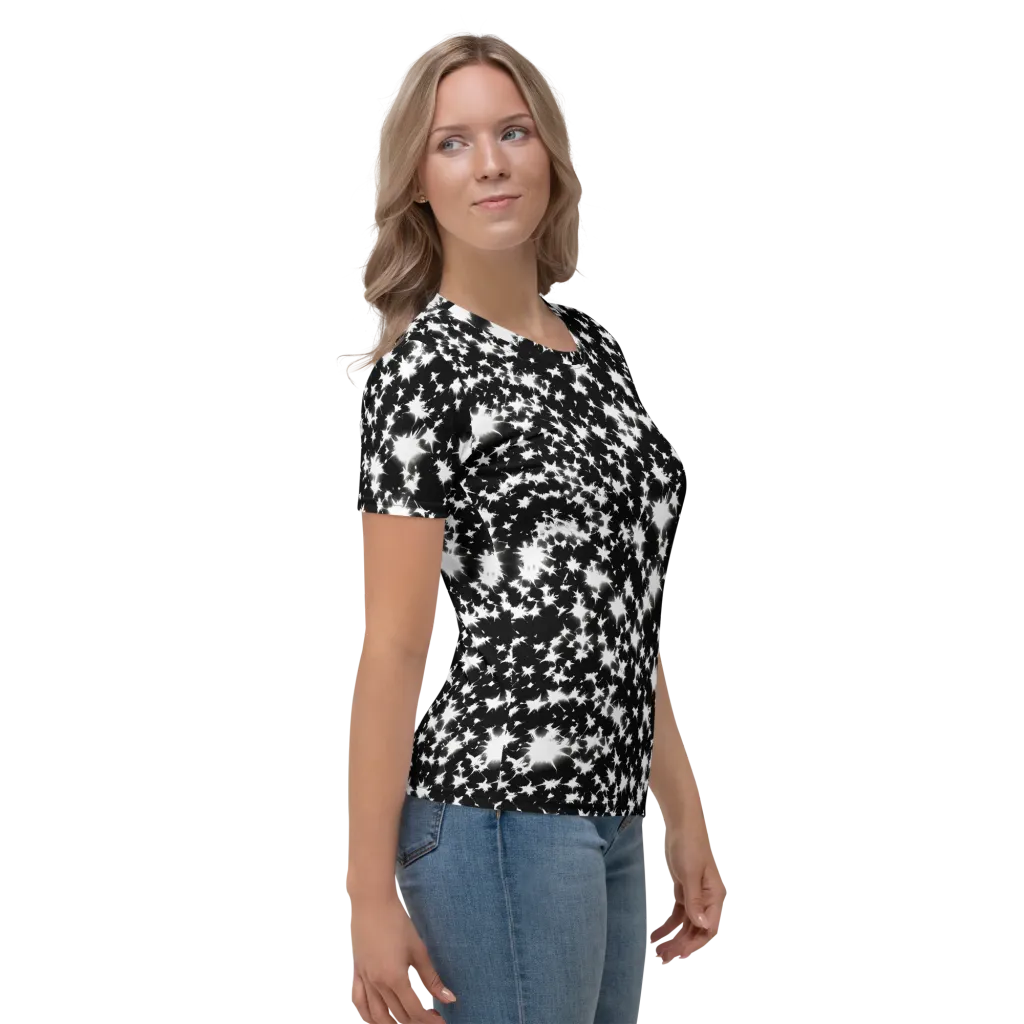 Black Starburst on Women's Crew Neck T-Shirt — Right