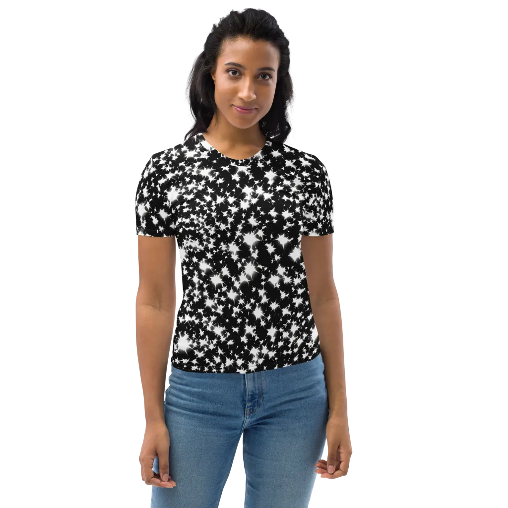 Black Starburst on Women's Crew Neck T-Shirt — Front
