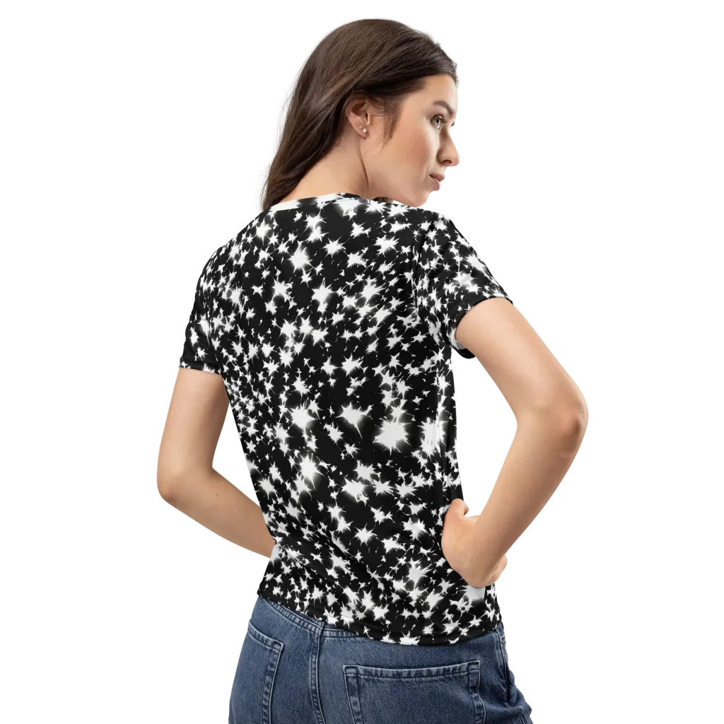 Black Starburst on Women's Crew Neck T-Shirt — Back