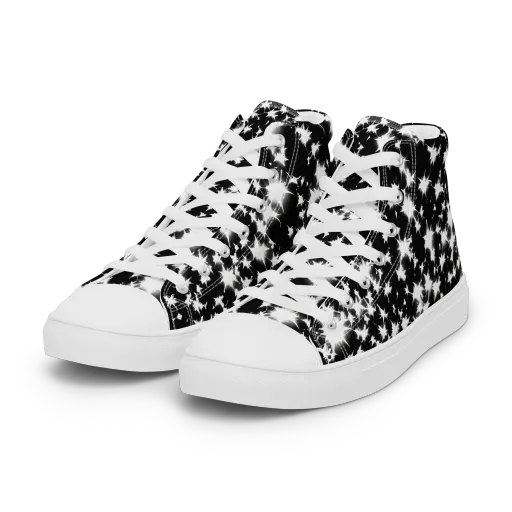 Black Starburst on a Women's High Top Canvas Shoes