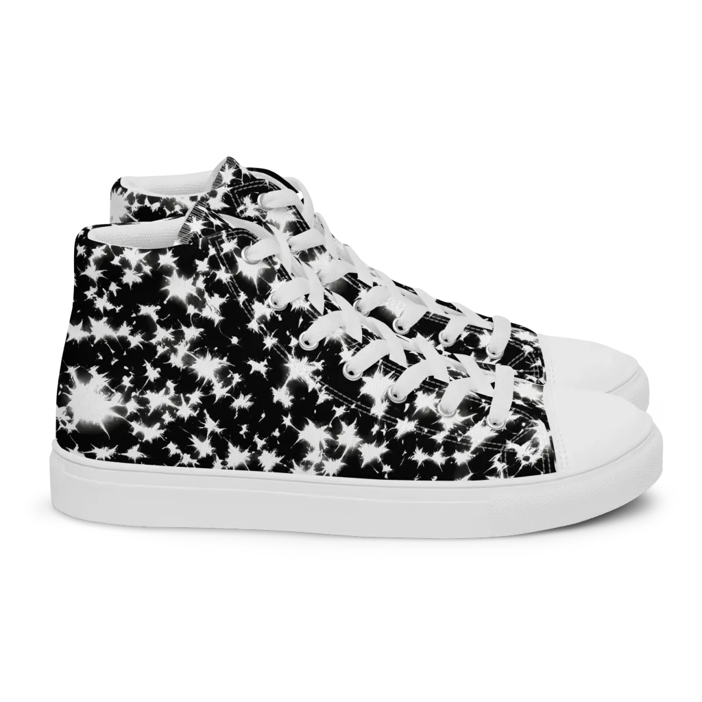 Black Starburst on Women's High Top Canvas Shoes — Right