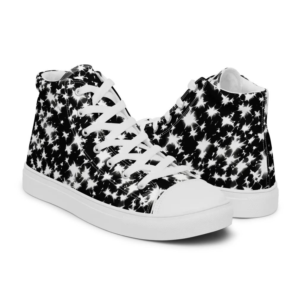 Black Starburst on Women's High Top Canvas Shoes — Right
