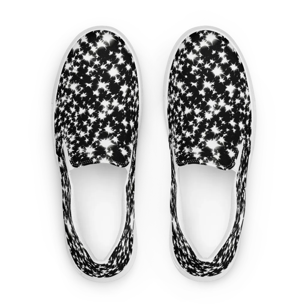 Black Starburst on Men's Slip-On Canvas Shoes — Front
