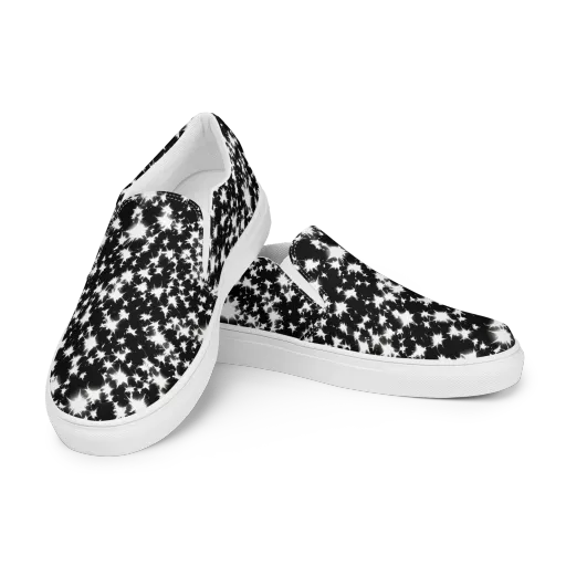 Black Starburst on a Men's Slip-On Canvas Shoes