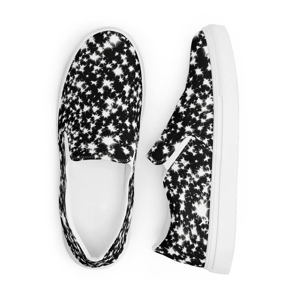Black Starburst on Men's Slip-On Canvas Shoes — Front