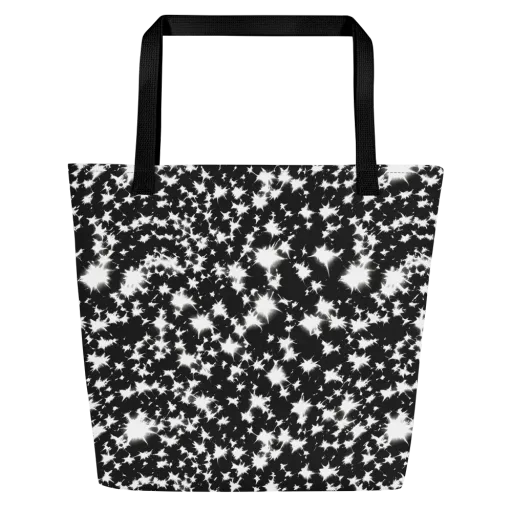 Black Starburst on a Large Tote Bag W/ Pocket
