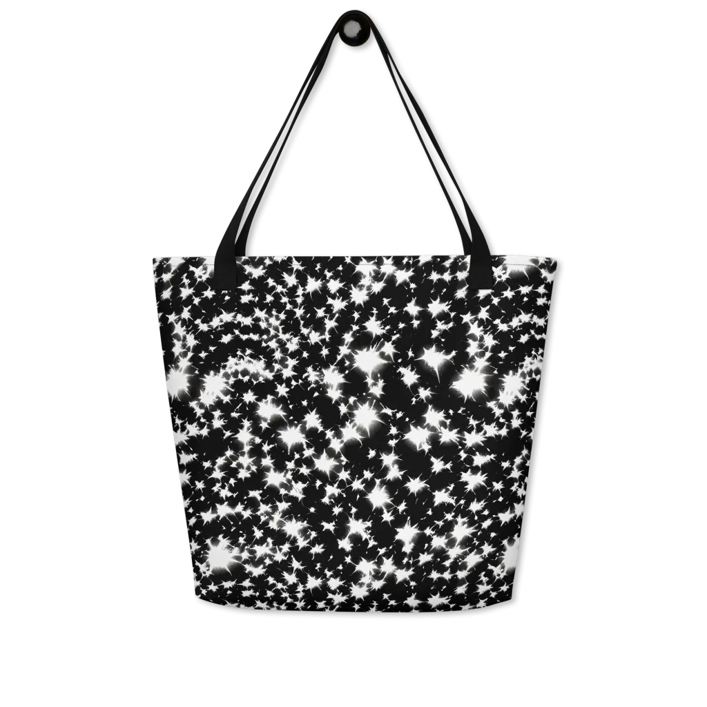 Black Starburst on Large Tote Bag W/ Pocket — Front