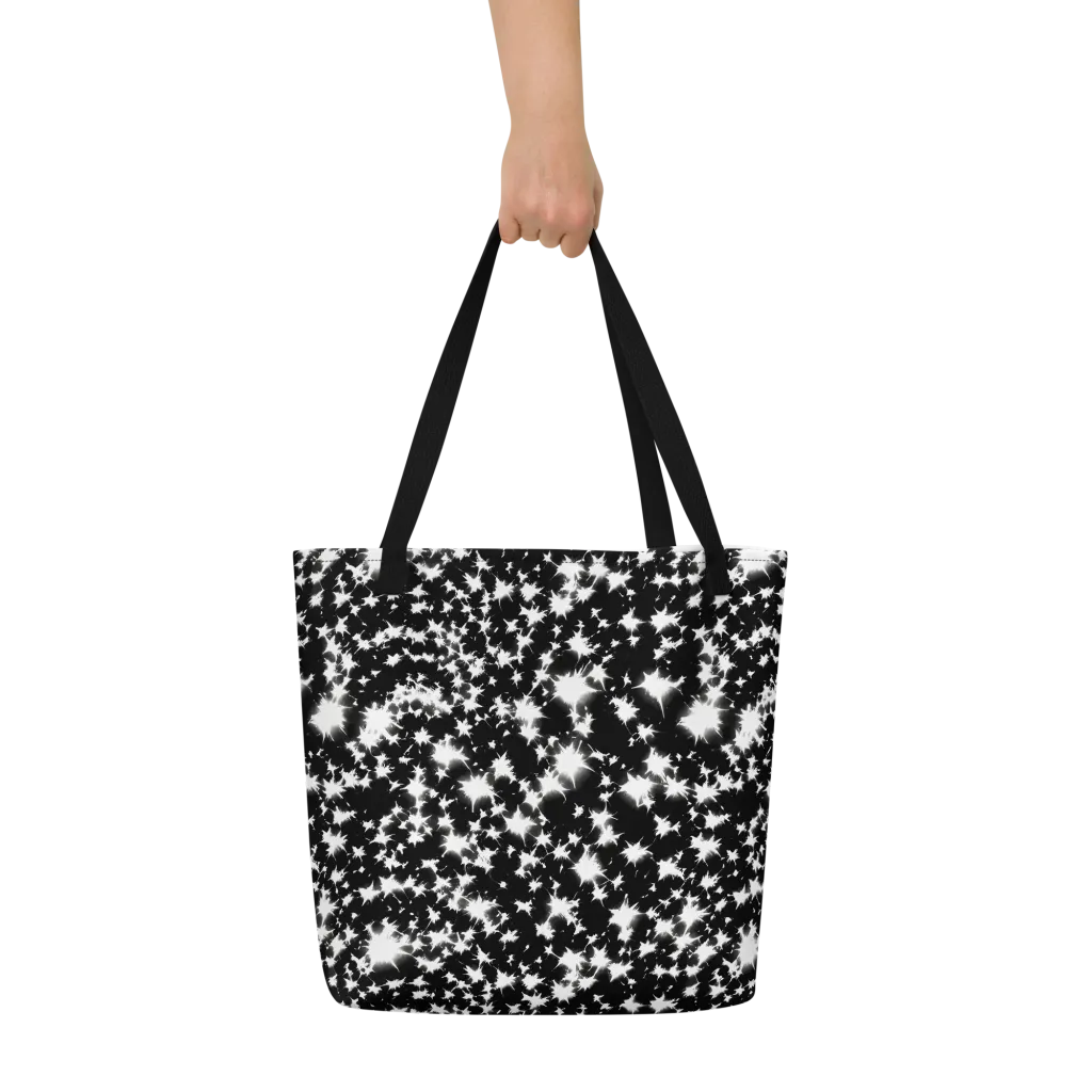 Black Starburst on Large Tote Bag W/ Pocket — Front