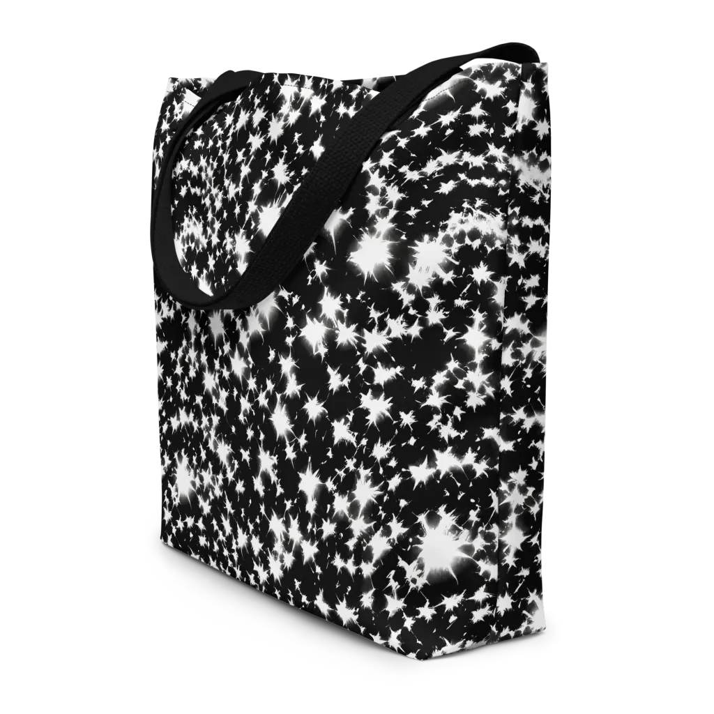 Black Starburst on Large Tote Bag W/ Pocket — Front