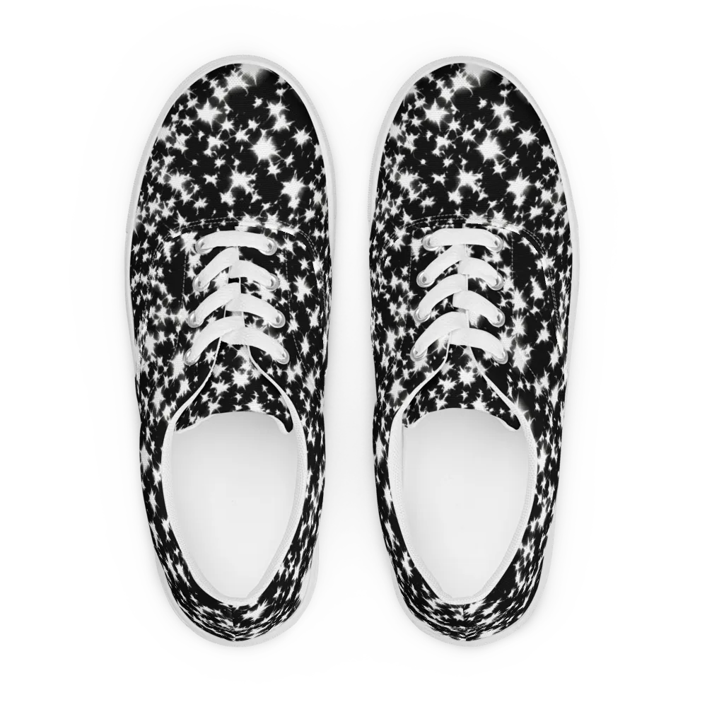 Black Starburst on Men's Lace-Up Canvas Shoes — Front
