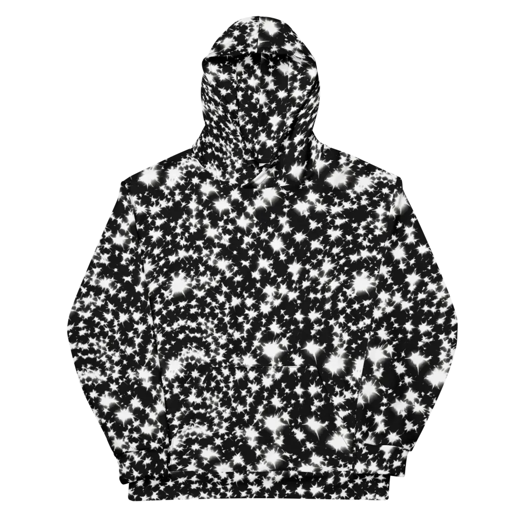 Black Starburst on Cotton Hoodie — Front