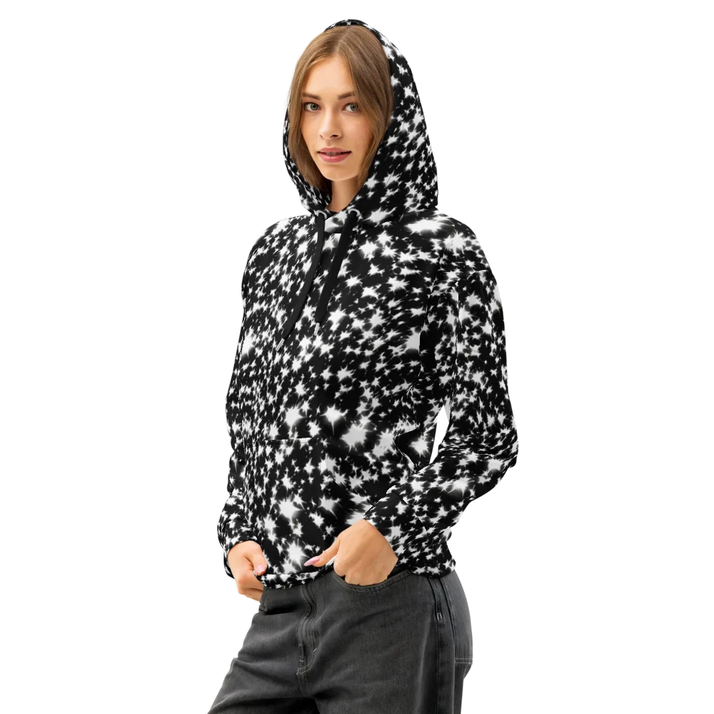 Black Starburst on Cotton Hoodie — Left Front
