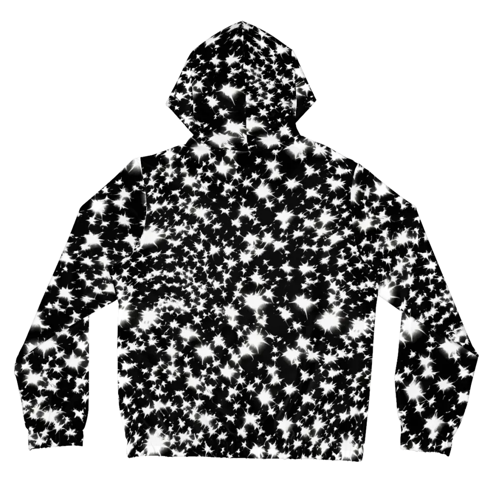 Black Starburst on Women's Full-Zip Hoodie — Back