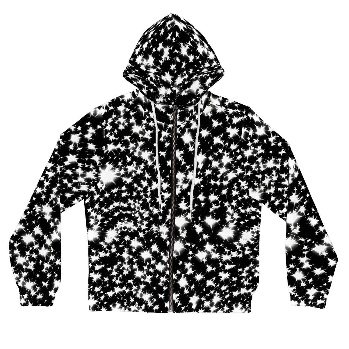 Black Starburst on Women's Full-Zip Hoodie — Front