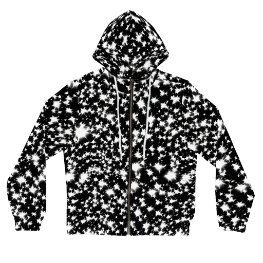 Black Starburst on a Women's Full-Zip Hoodie