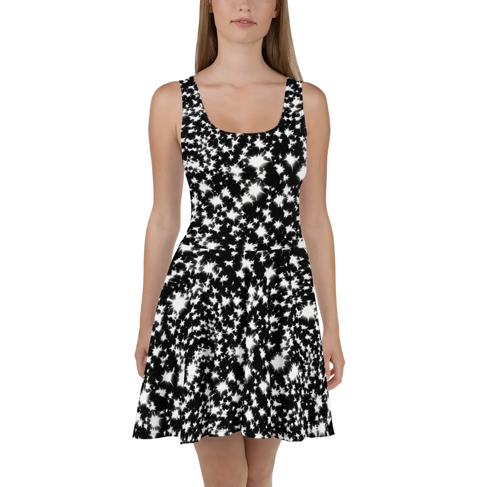 Black Starburst on Skater Dress — Front
