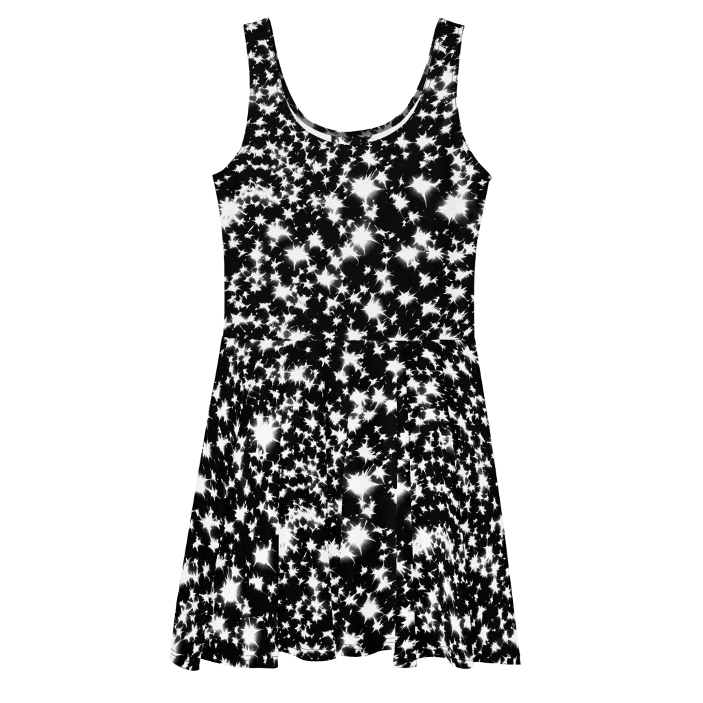 Black Starburst on Skater Dress — Front