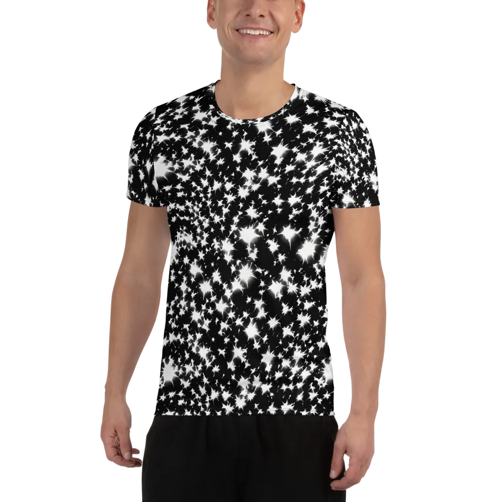 Black Starburst on Men's Athletic T-Shirt — Front