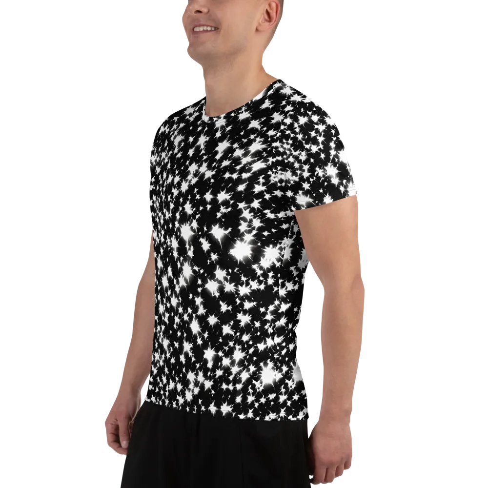 Black Starburst on Men's Athletic T-Shirt — Left