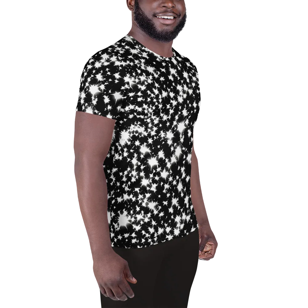 Black Starburst on Men's Athletic T-Shirt — Right