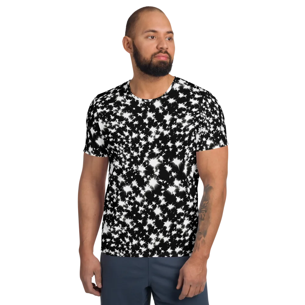 Black Starburst on Men's Athletic T-Shirt — Front