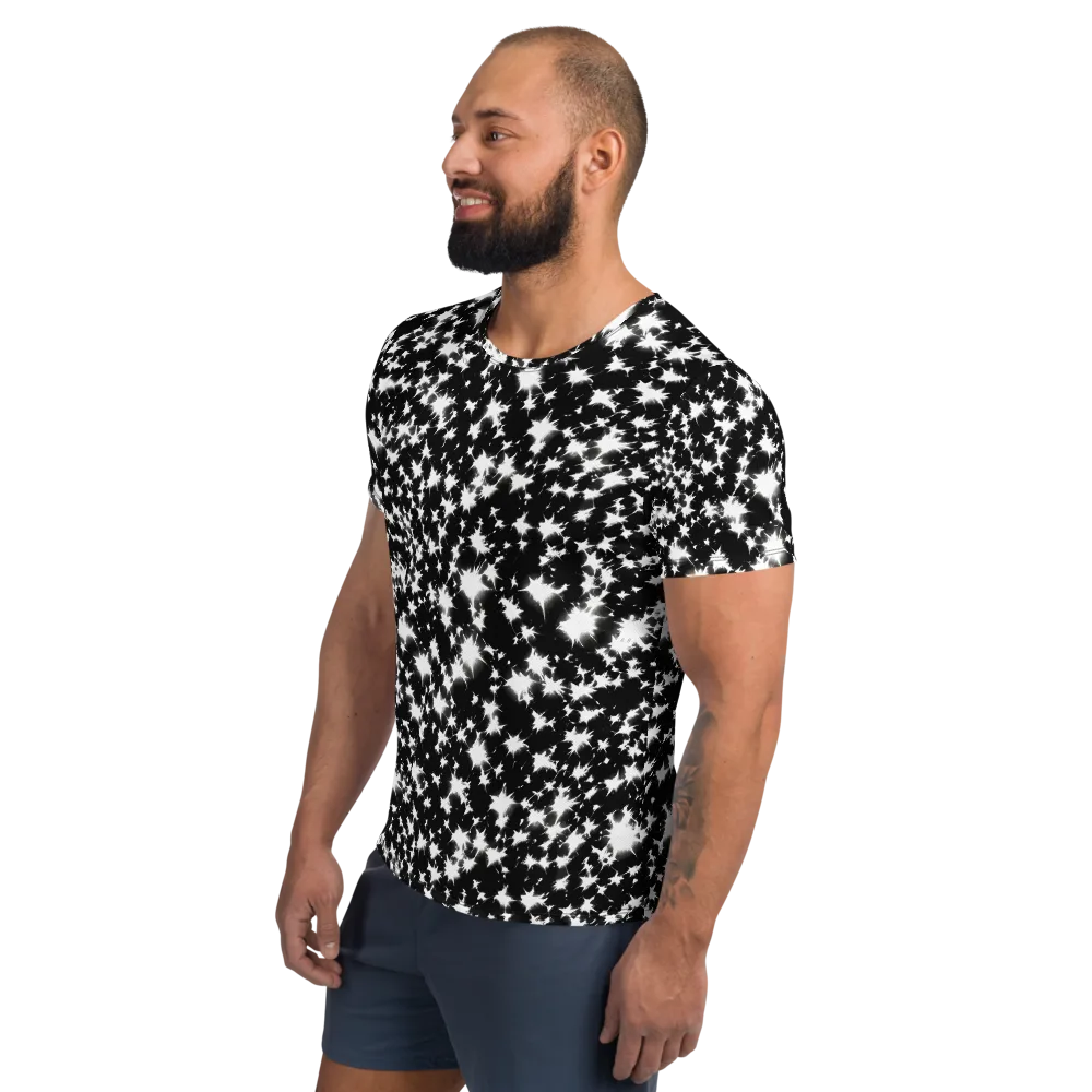 Black Starburst on Men's Athletic T-Shirt — Left