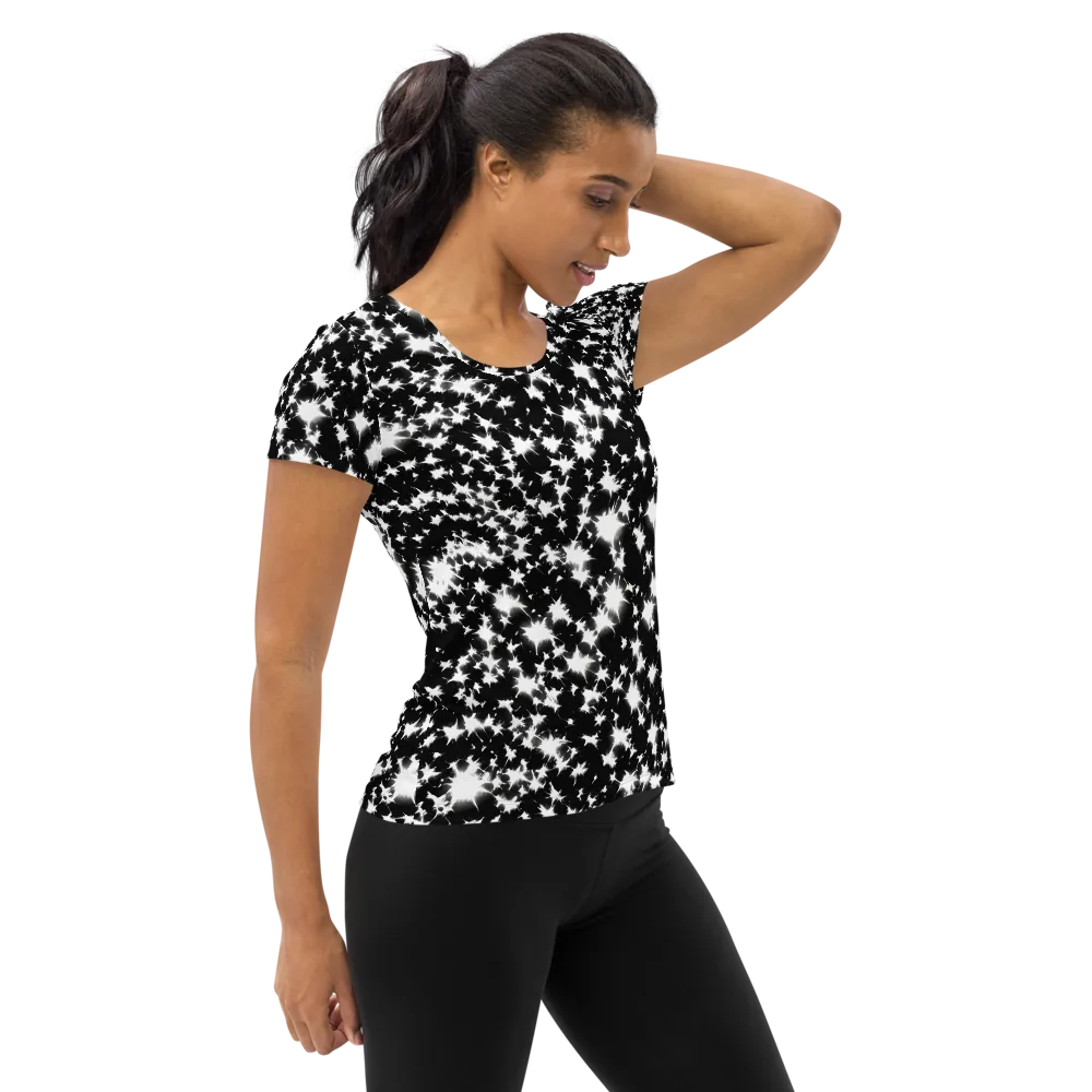 Black Starburst on Women's Athletic T-Shirt — Right