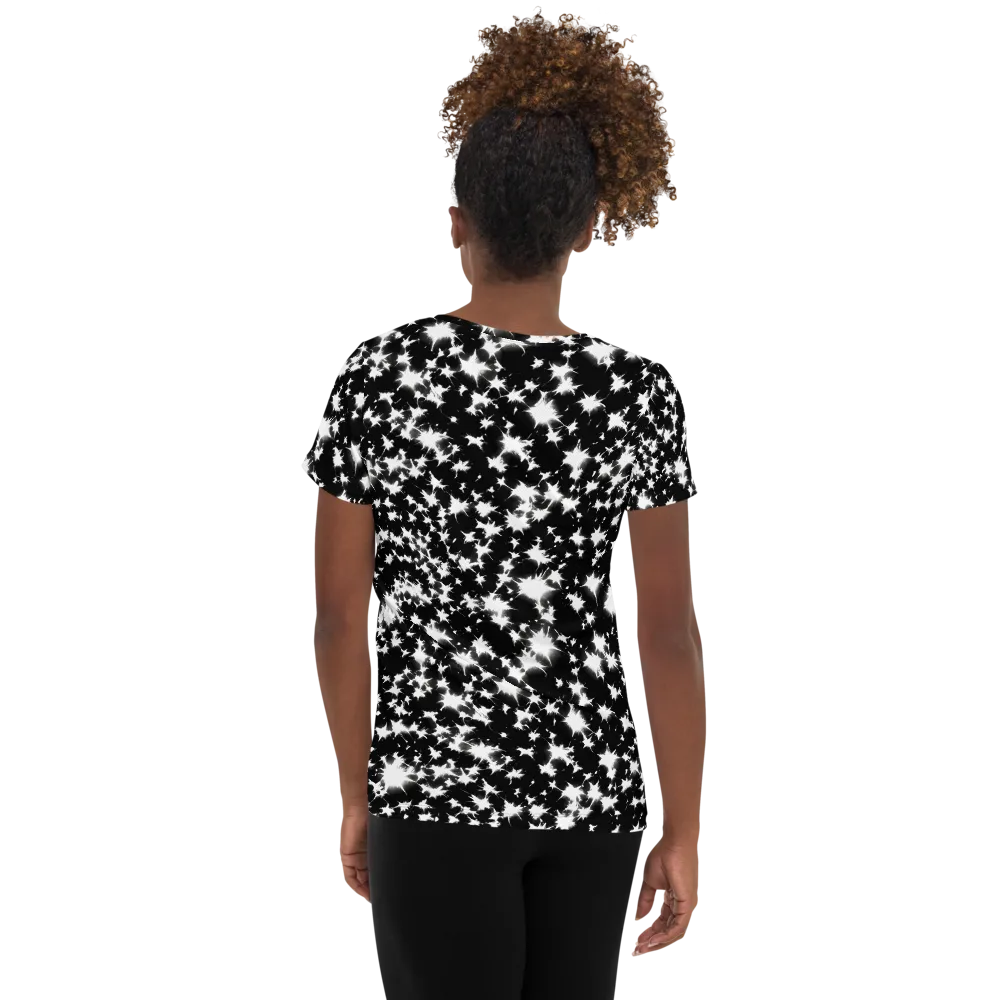 Black Starburst on Women's Athletic T-Shirt — Back