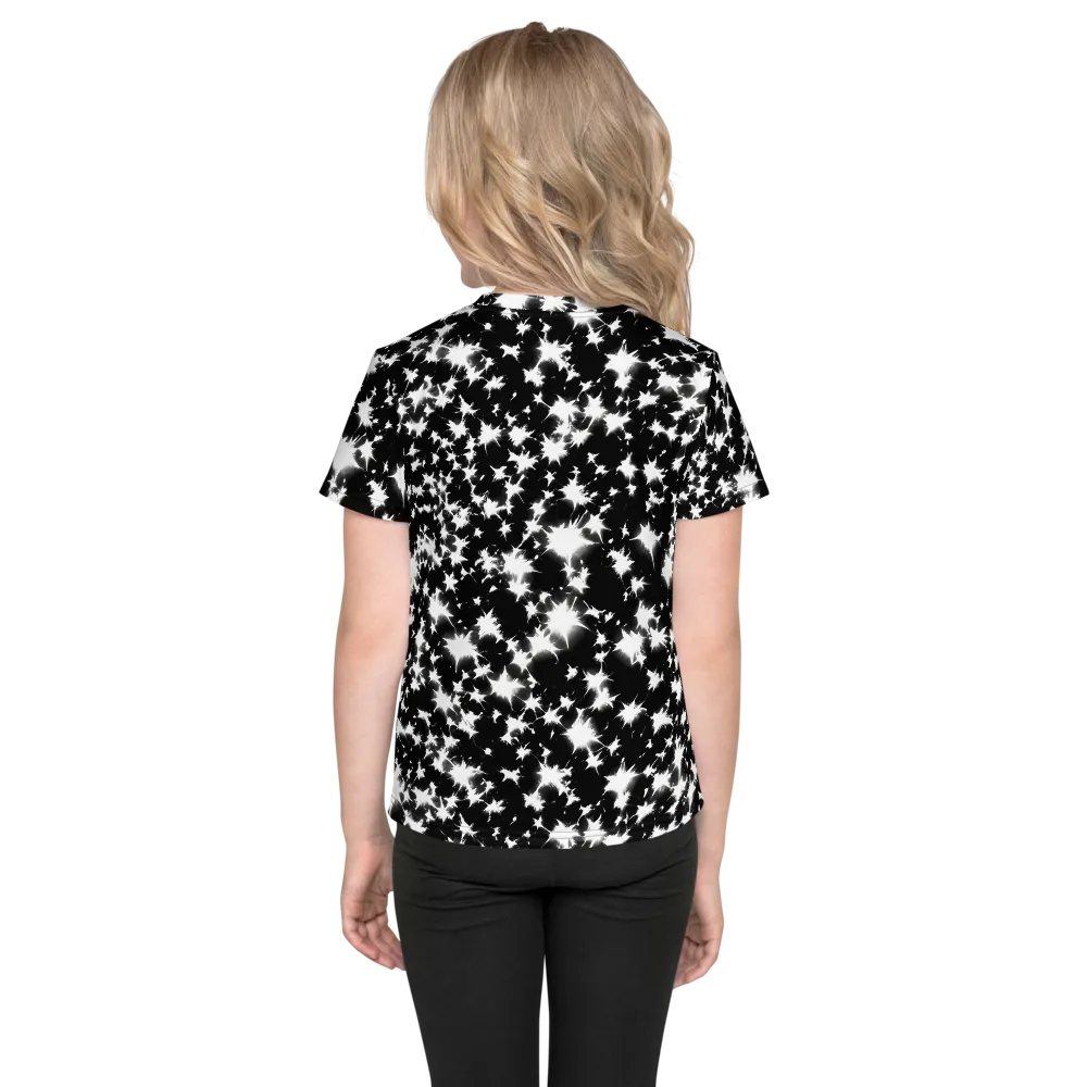 Black Starburst on Kids Crew Neck T-Shirt — Back