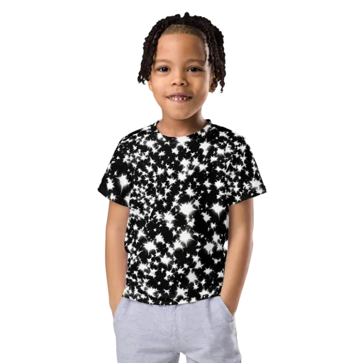 Black Starburst on a Kids Crew Neck T-Shirt
