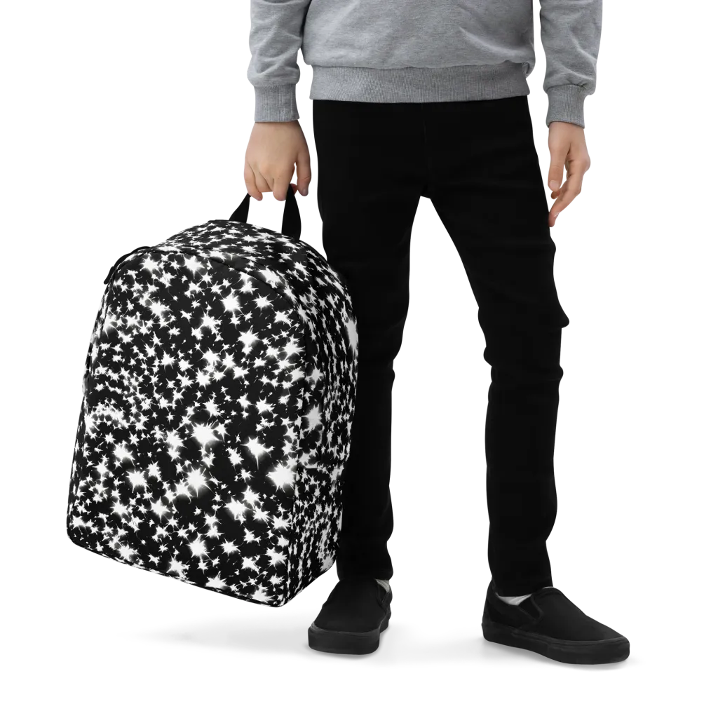 Black Starburst on Minimalist Backpack — Zoomed-in