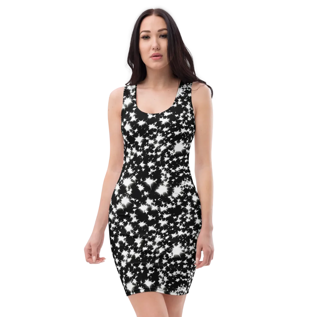 Black Starburst on Bodycon Dress — Front