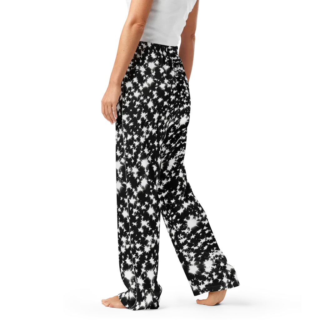 Black Starburst on Women's Pajama Pants — Left