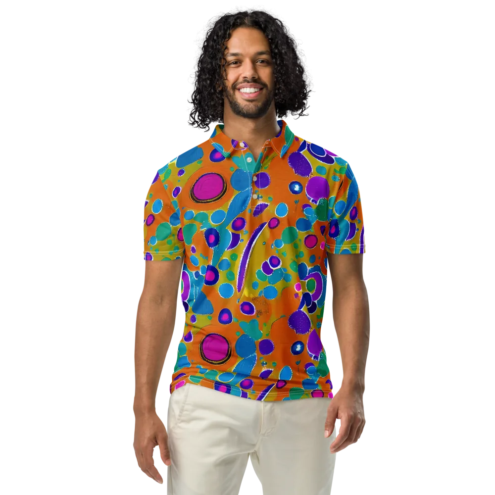 Chromatic Splash on Men's Slim Fit Polo Shirt — Front