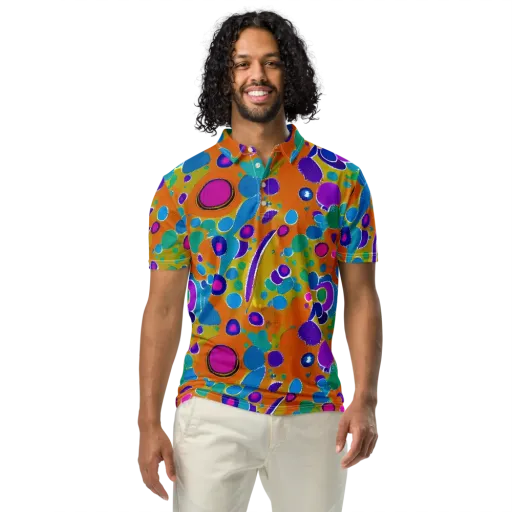 Chromatic Splash on a Men's Slim Fit Polo Shirt