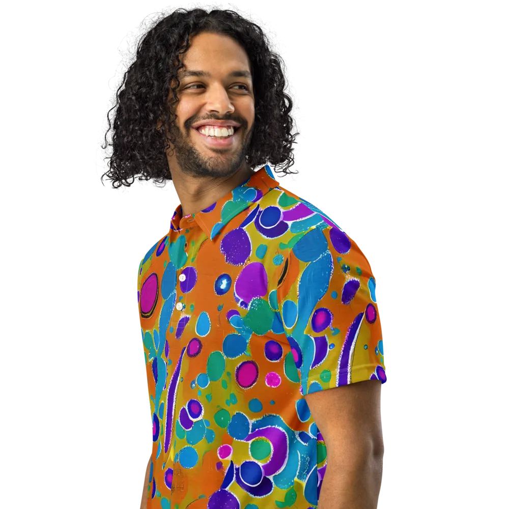 Chromatic Splash on Men's Slim Fit Polo Shirt — Left Front