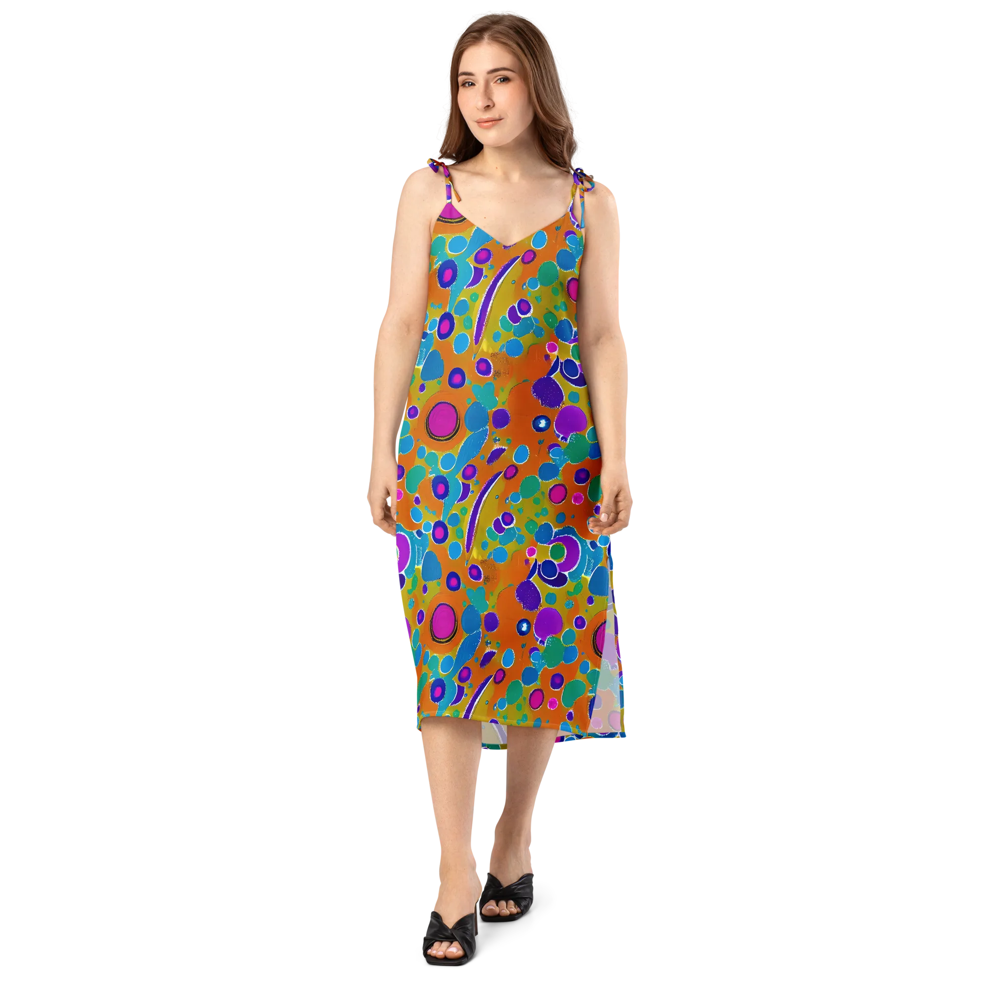 Chromatic Splash on Slip Dress — Front